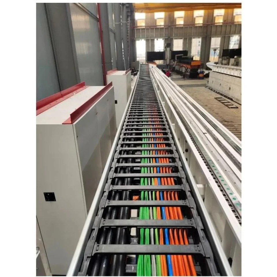 Cable drag chain on machine tool production line