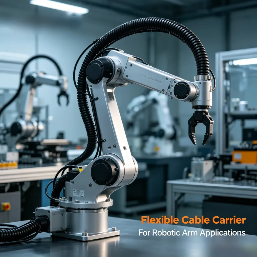 Robotic arm plastic drag chain application for high-speed automation