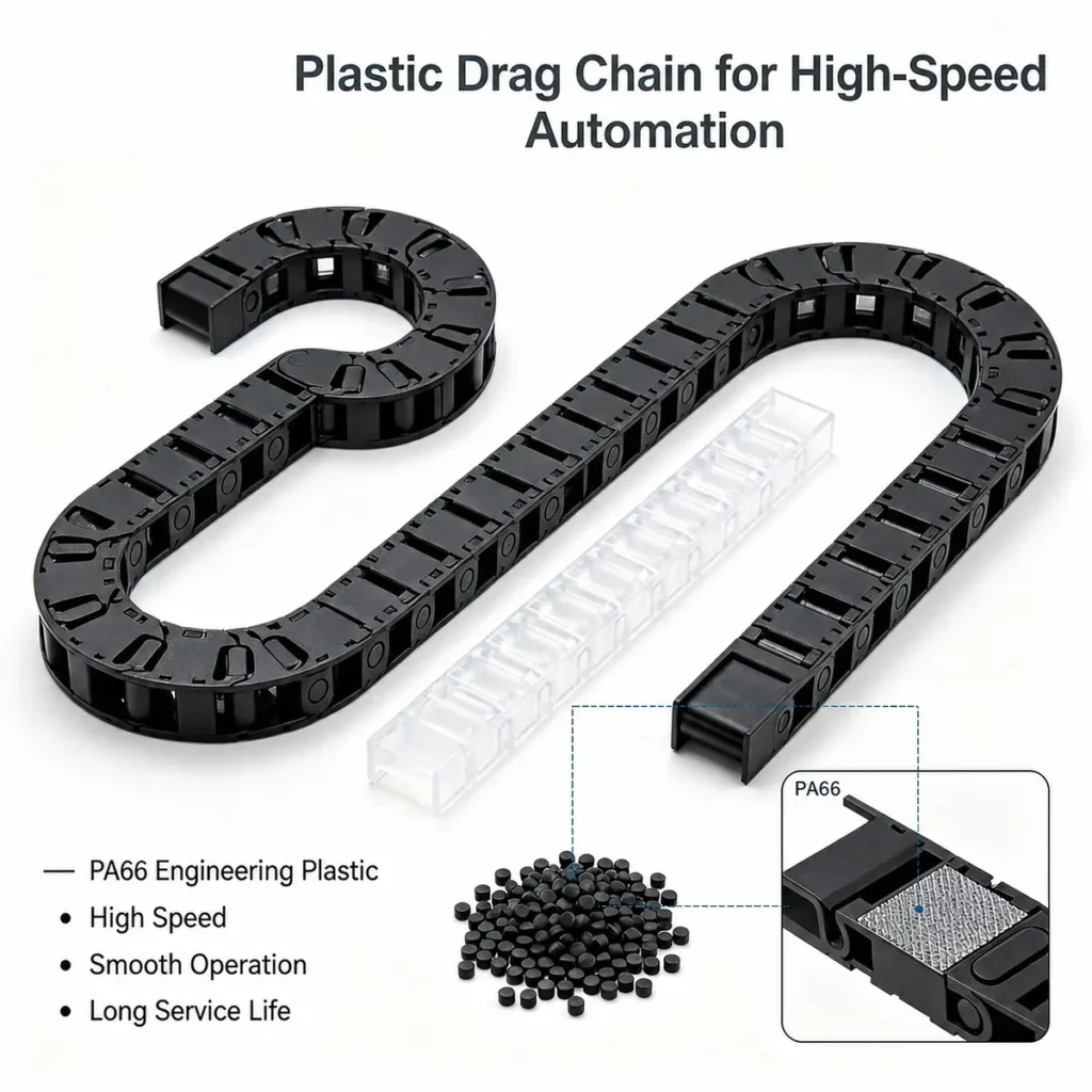 WYW PA66 high speed plastic drag chain for automation equipment