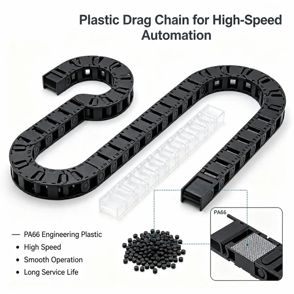 WYW PA66 high speed plastic drag chain for automation equipment